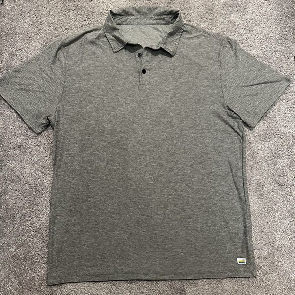 Vuori L Strato Tech Polo Shirt Grey Short Sleeve Athletic Casual Golf Work Job - Picture 1 of 8